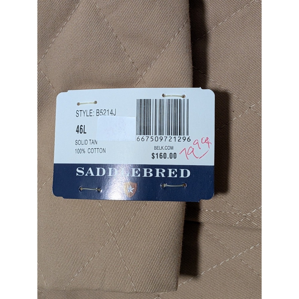 NWT Saddlebred Men's Solid Tan 100% Cotton Quilted Blazer Size 46L - Picture 3 of 10